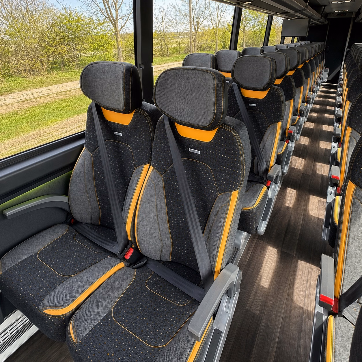 56 passenger charter bus interior